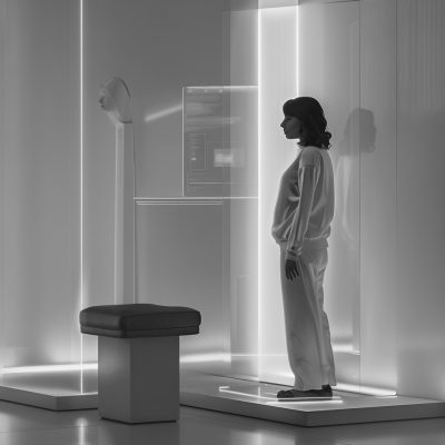 mayber0340 a minimalist futuristic office setup with a woman in 8a00f2e0 6978 4396 add0 2ab446ef6ee2.png